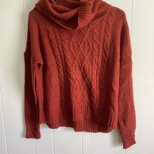 Red turtleneck sweater